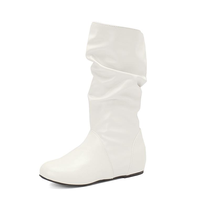 New European and American Autumn and Winter Medium Tube Women's Boots Inner Water Table Casual Stacking Boots Martin Boots Large Size Boots