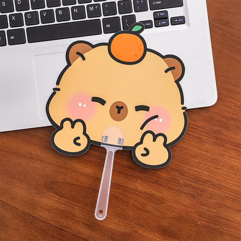 10Pcs Cute Cartoon Capybara Shape Plastic Folding Fan Summer Portable Mini Cooling Fan Student Handheld Fan Kawaii Kid Fan