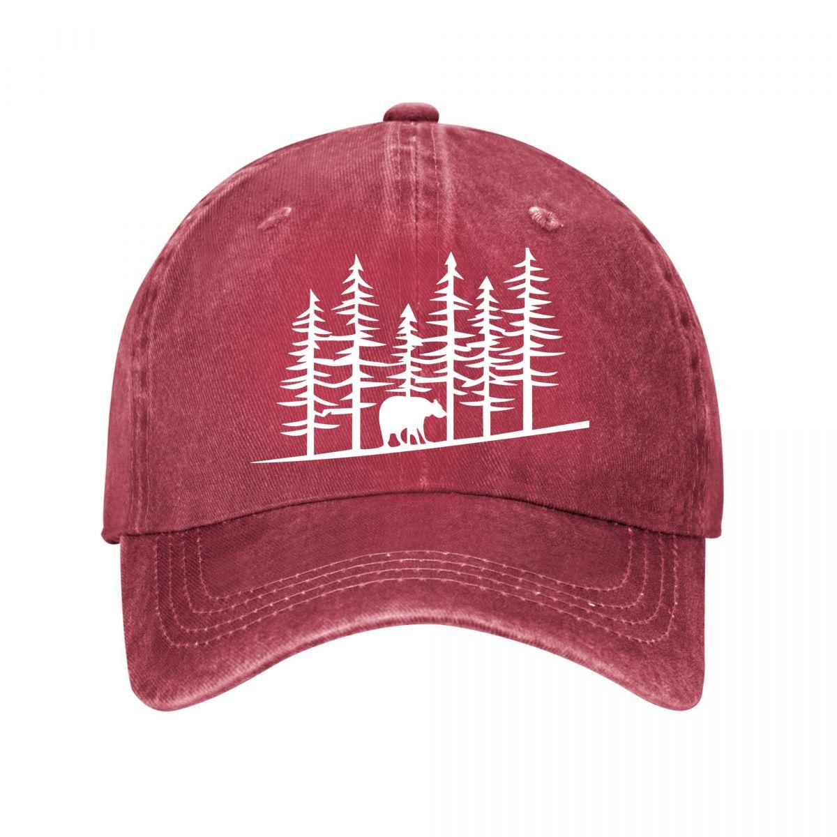 Vintage Forest Bear Outdoor Baseball Cap  New Vintage Washed Cotton Baseball Cap Parent Kids Sun Hats Adjustable