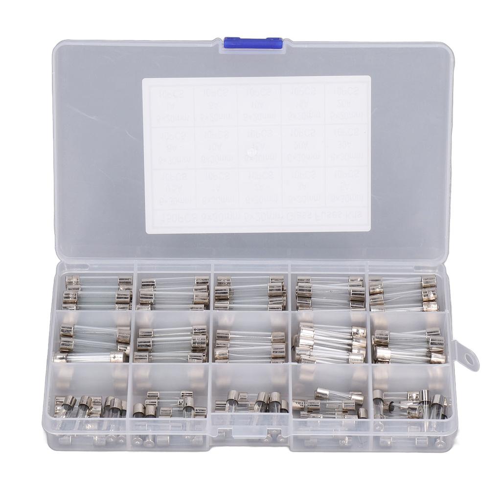 150Pcs Glass Fuses Alloy Tube Fuse Assorted Kit for Household Appliances 15 Different Models