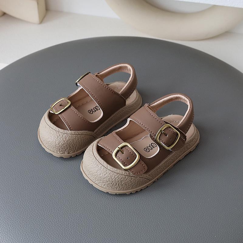 

Korean Style Sport Sandal for Children Summer Toddler Shoes Soft-soled Non-slip Student Beach Sandals for Kids Boys Girls H05303 16 коричневый