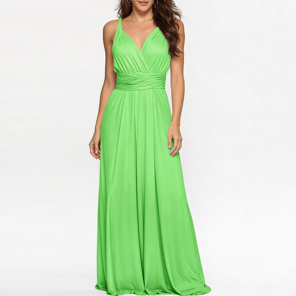 Women's Versatile Multi-Strap Cross-Back Sexy Bandage Dress Long Gown