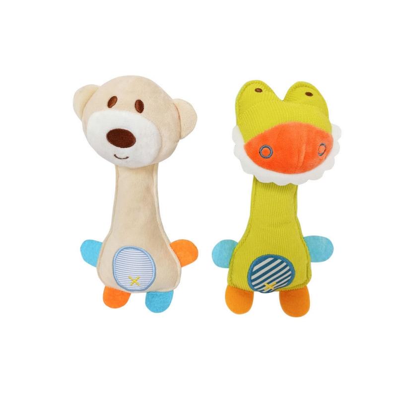 Niedliche Zoo-Serie Babyspiele Plüschrasselspielzeug für Babys Neugeborene Cartoon Stofftiere BB Stick Spielzeug Babybett Handglocke Spielzeug