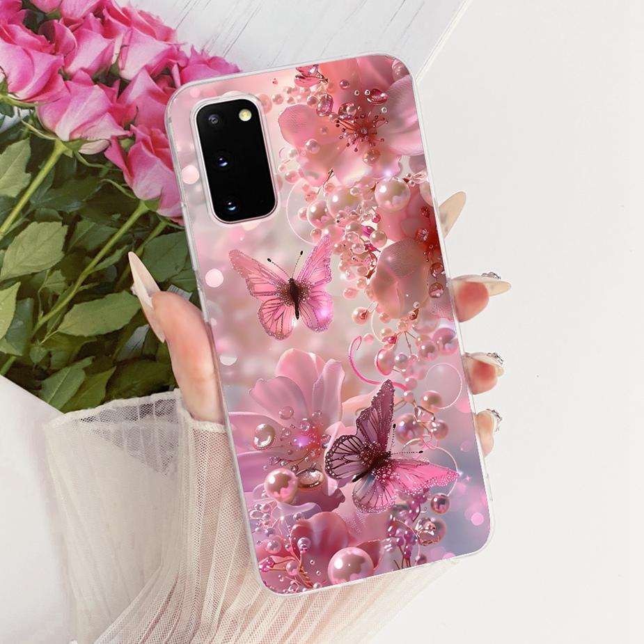 For Samsung Galaxy S20 Plus Case SM-G985F Luxury Bow Flowers Painted Cover Soft Silicone Case For Samsung S20+ S 20 Plus 5G Bags