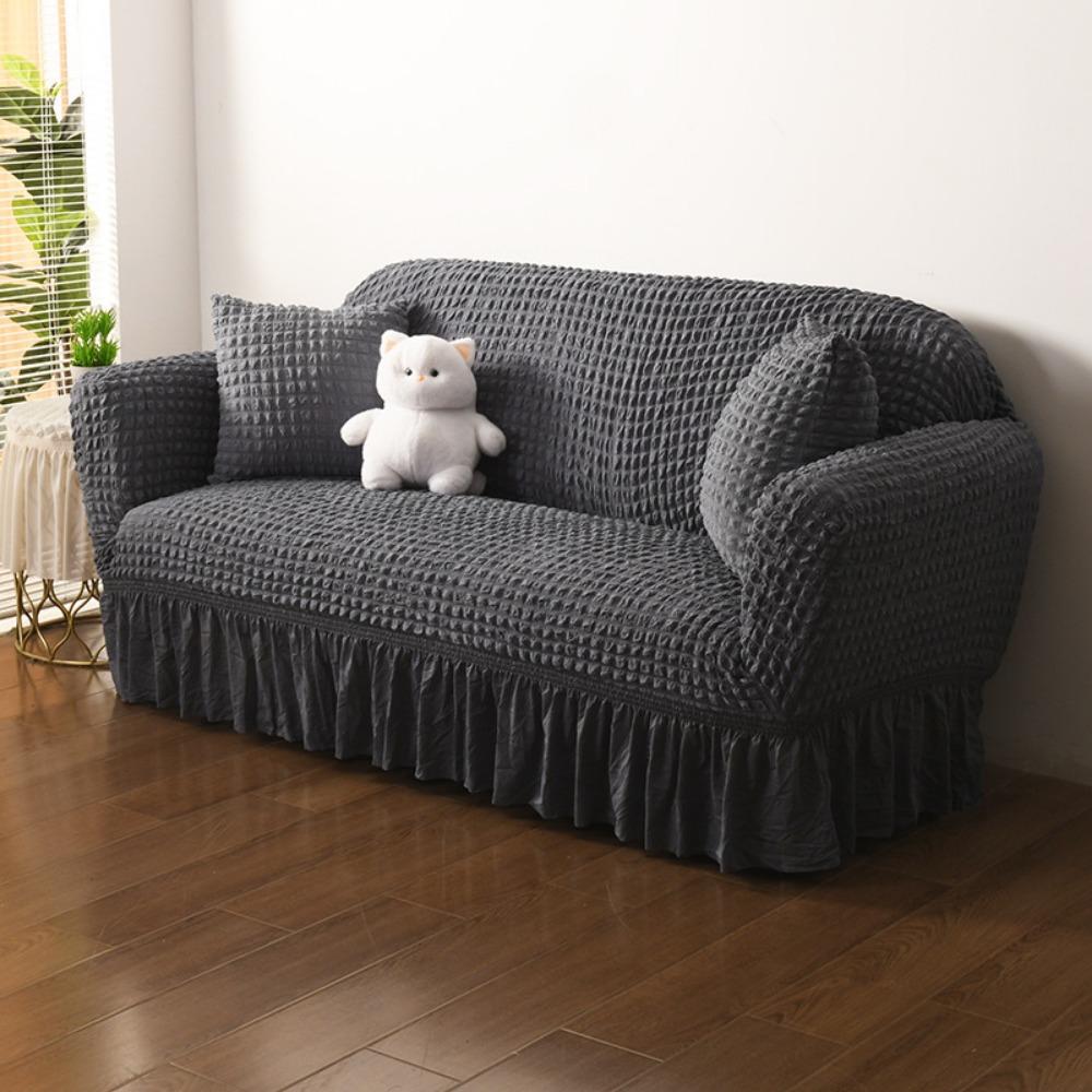Thick Elastic Bubble Gauze Lace Couch Cover Slipcouch Non Slip Full Coverage Sofa Cover