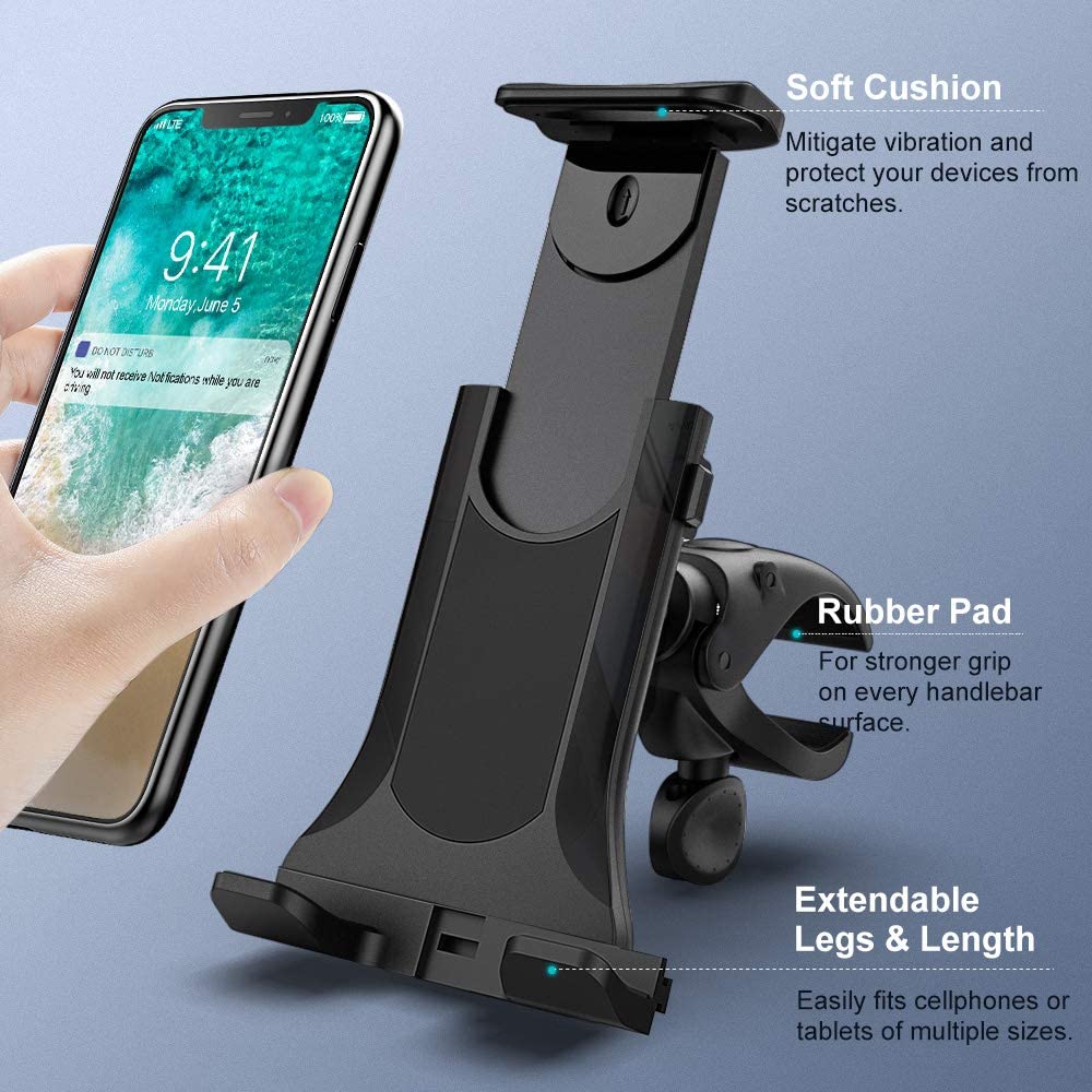 1 Pc Untoom Bike Tablet Holder Indoor Gym Treadmill Handlebar Bracket Stand for Tablet Mobile Phone Support for 4-12inch Devices IPad
