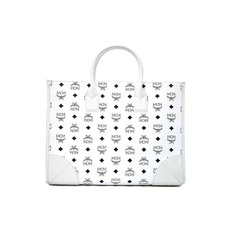 New MCM München Visetos Artificial Leather Combo Bag Handbag Large Women's White MWTCSBO02WT001