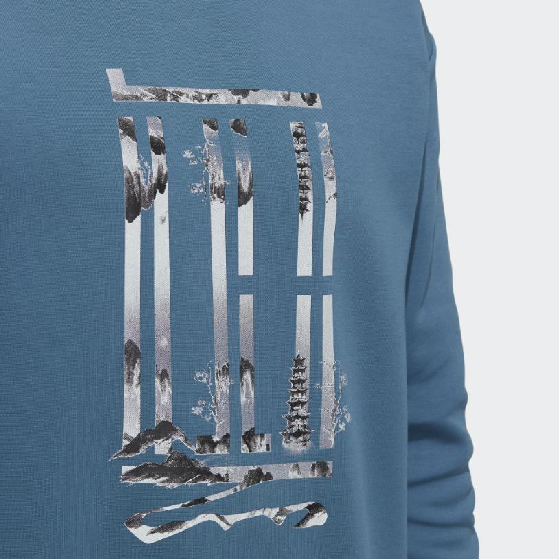 Adidas Logo Sweatshirt Men Tops Military-Blue H39290