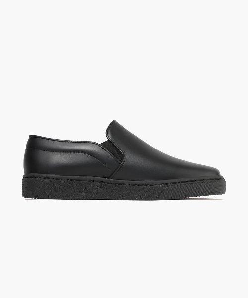 [FIRENZE ATELIER] Full-Grain Cowhide All-Black Simple Slip-On 4005-AB