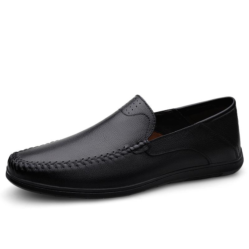 

Fashion Genuine Leather Men Casual Shoes Luxury Brand Formal Man Loafers Moccasins Breathable Slip on Flats Handmade Boat Shoes 45 чёрный