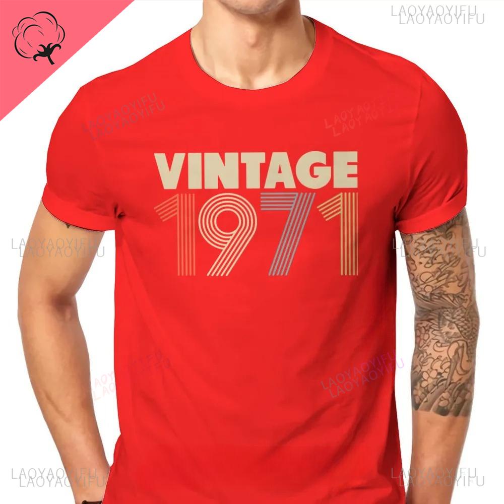 1971 55th Anniversary Oneck Printed TShirt Vintage Color Elegant Streetwear Harajuku Loose Casual Men Shortsleev Unique Tees
