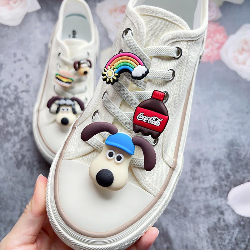 Cute Pilot Dog Shoe Lace Buckle with Cola & Hamburger Design