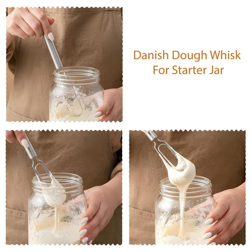 Hand Whisker Stainless Steel Mixing Stick Manual Bread Dough Mixer For Bread Food Cake Chocolate Baking Cooking Kitchen Home