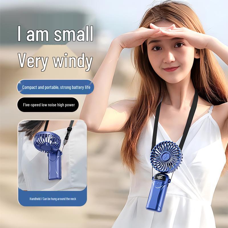 Turbo Handheld Digital Display Mini Fan - USB Rechargeable, 100 Speeds, Portable Desktop Fan.