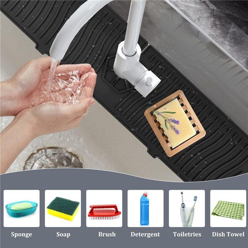 

BHBL Kitchen Sink Splash Guards Sink Splash Guards Mat, Long Silicone Faucet Handle Water Catcher Tray for Kitchen Black China Mainland