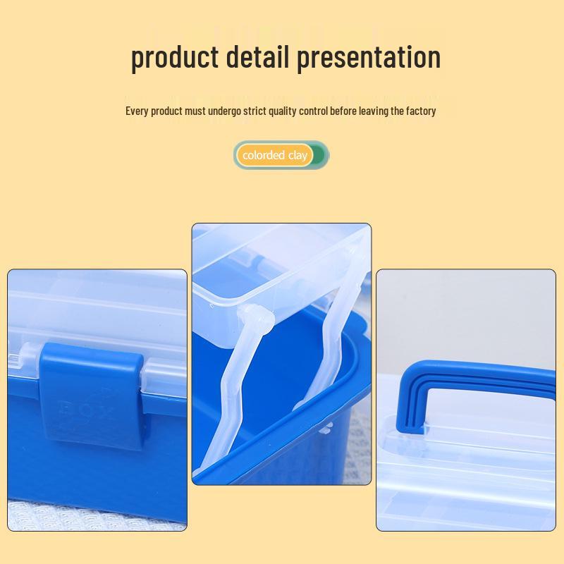 Durchsichtige Kunststoff-Dreischicht-Faltaufbewahrungsbox für Kunst, Nägel, Eisenwaren, Make-up und Schreibwaren