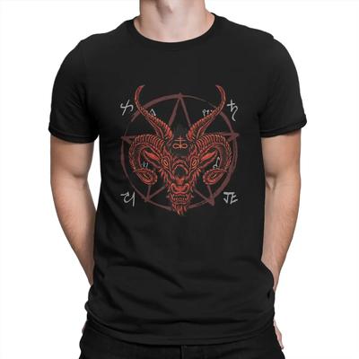 Satanás Anticristo Cabra Lucifer Diablo Oculto Clásico Camiseta para Hombre Baphomet Arte Cuello Redondo Tops 100% Algodón Camiseta Divertida Máxima Calidad