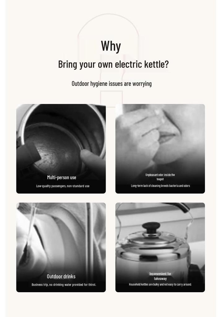 Compact Silicone Electric Travel Kettle - Collapsible and Portable Design