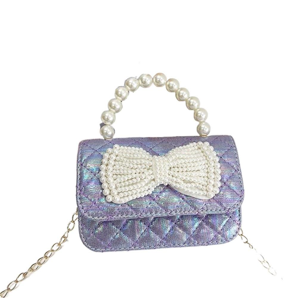 Mini Bow Crossbody Bag Korean Style Children Coin Purse Simple Pearl Handbag  Kids