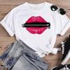 Women Lip Watercolor Sexy Lip Sweet Print T Shirt Female Graphic Top Short Sleeve Fashion  Summer Tshirts Casual Tee T-Shirt