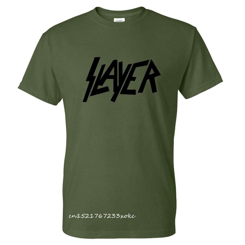 חולצת טי ממתכת Slayer מודפסת אופנת גברים Streetwear צווארון עגול שרוול קצר חולצת טי 100% כותנה חולצת רוק עליוניות