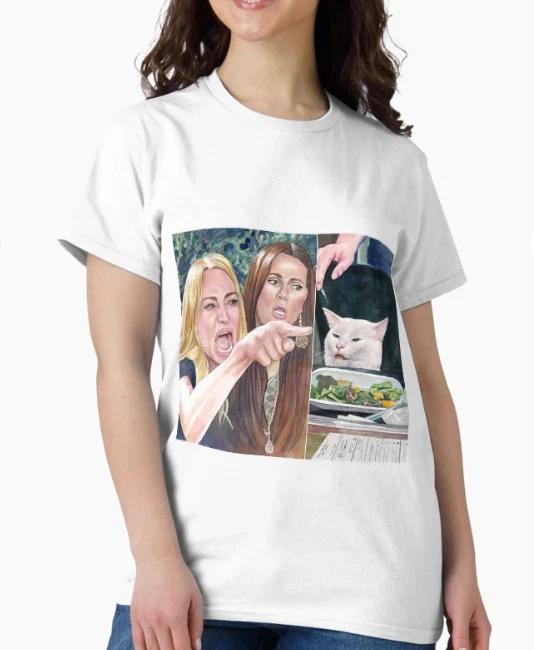 Angry Woman Yelling at a Cat-6 T-Shirt 3XL