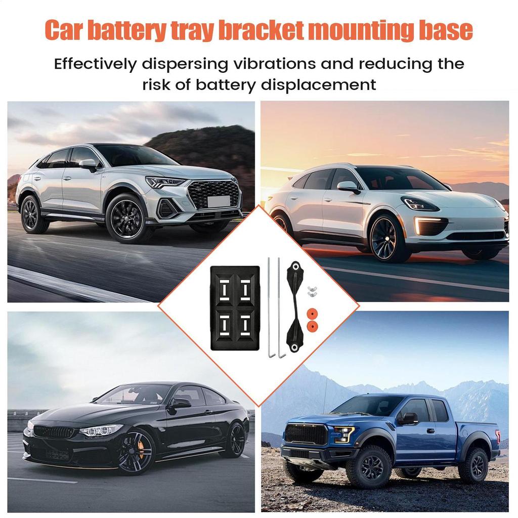 Car Battery Tray Bracket Battery Hold Down Mounting Base Adjustable Clamping Holder For Automotive Truck Trailer