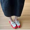 Fashion PU Leather 2025 Summer Mary Jane Shoes Mixed Colors Lace-up Square Head Sneakers Women's Flip Comfortable Sports Shoe Flats