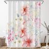 Watercolor Flower Shower Curtain, Vintage Plum Blossom Tropical Plant Green Leaf Bird Elegance, Bathroom Decor Set With Hooks