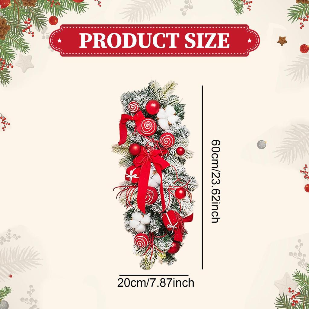Light Up Christmas Stair Swag Artificial Wreath, Decoration, Stairway for Party