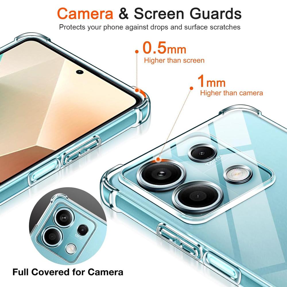 Silný nárazuvzdorný silikonový průhledný kryt na telefon pro Xiaomi Redmi Note 13 5G 13 Pro 4G 12 5G 11S 4G 10 Pro Ochranný zadní kryt