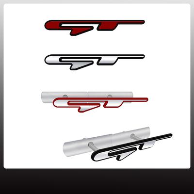 1x GT Car Grille Badge Sticker For Hybrid KN Ceed Stinger Sportage Citroen Peugeot Dacia Logo Metal Trunk Emblem Accessories
