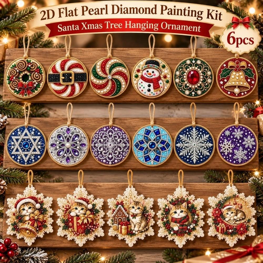 6 stuks DIY Ambachtelijke Parel Diamant Schilderen Kit Kerstman Kerstboom Hangend Ornament Kerst Thema