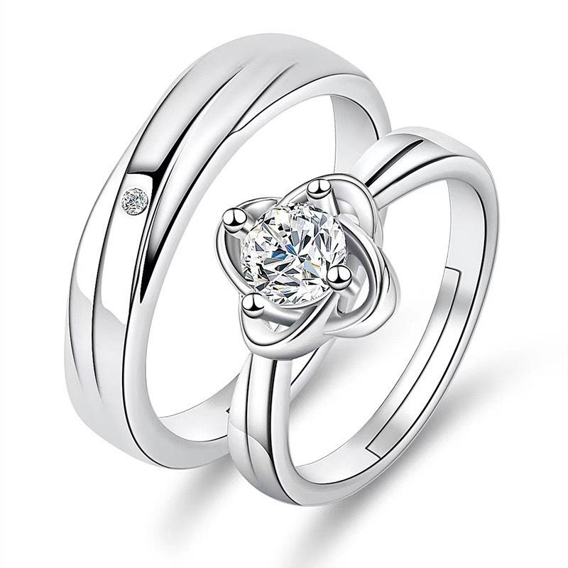 Classic Couple Rings For Men Women CZ Stone Trendy Wedding Lovers' Ring Jewelry Romantic Valentine's Day Present Ring Accessory