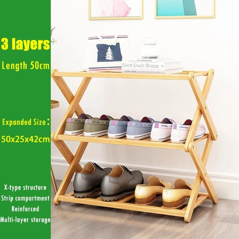 Multilayer Bamboo Folding Shoe Rack Entrance Hallway Storage Shelf Home Furniture Shoes Cabinet Space Saving Organizer