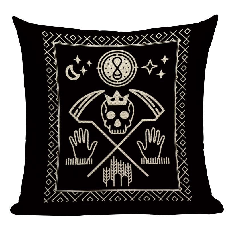 Black Tarot Throw Pillow Cover Mexico Skull Decorative Pillow Covers Horror Ghost Pillow Cases Home Decor Cover for Pillow Cojin