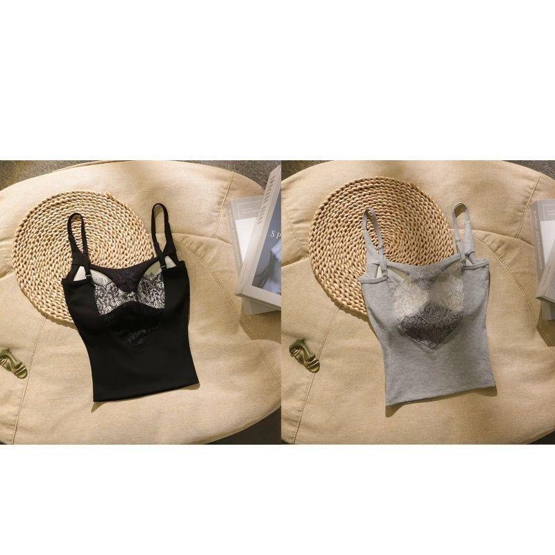 Elegantes Camisole mit Spitzeneinsätzen für Damen: Sommer-Top mit Brustpolstern & sexy Rückendesign