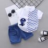 Children's Clothing For Small And Medium-sized Children, Summer New Style Lapel Shirt, Fashionable Printed Overalls Shorts Suit