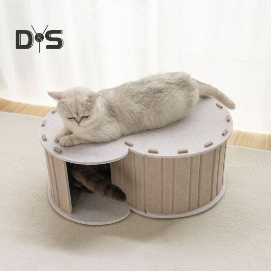 Large Cat Tunnel Bed Felt Cat Nest Detachable Cat Hideaway Nap Rest Bed Cat Cave House Pet Playing Tunnel