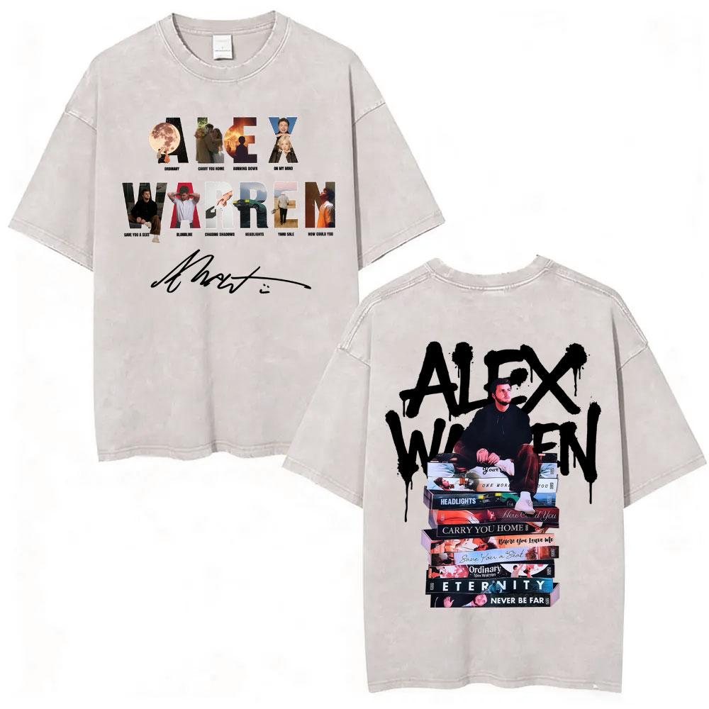 Alex Warren Little Orphan Alex Live Tour 2026 Graphic T Shirt Men's Clothing Vintage Washed T-shirts Casual O-Neck Loose T-shirt