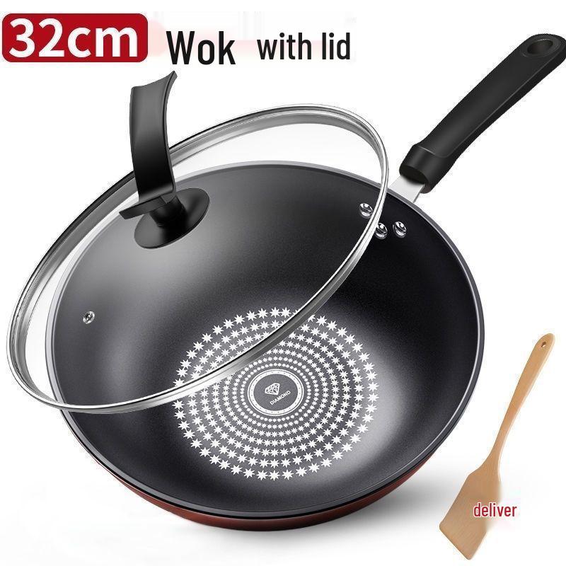 German Crystal Non-Stick Oilless Wok: Smoke-Free Flat Bottom Stir-Fry Pan for Induction & Gas Stoves.