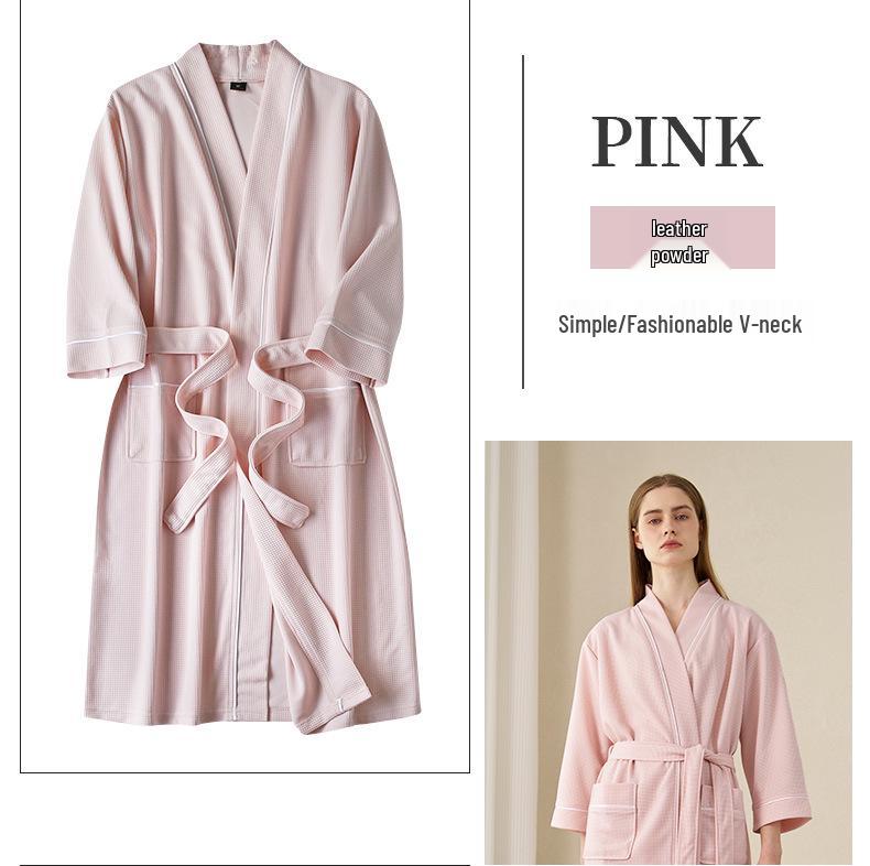 Accappatoi Waffle per Coppia Primavera/Estate: Pigiama Yukata Taglie Forti da Uomo e da Donna, Ampio, Assorbente, Traspirante per Tutte le Stagioni.