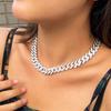 Hip-Hop Necklace Full Diamond Rhombus Cuban Chain Domineering Ladder Square Zircon Necklace Trendy Jewelry