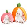 Strawberry Carrot Bunny Plush Toy: Cute Transforming Doll & Cushion Birthday Gift