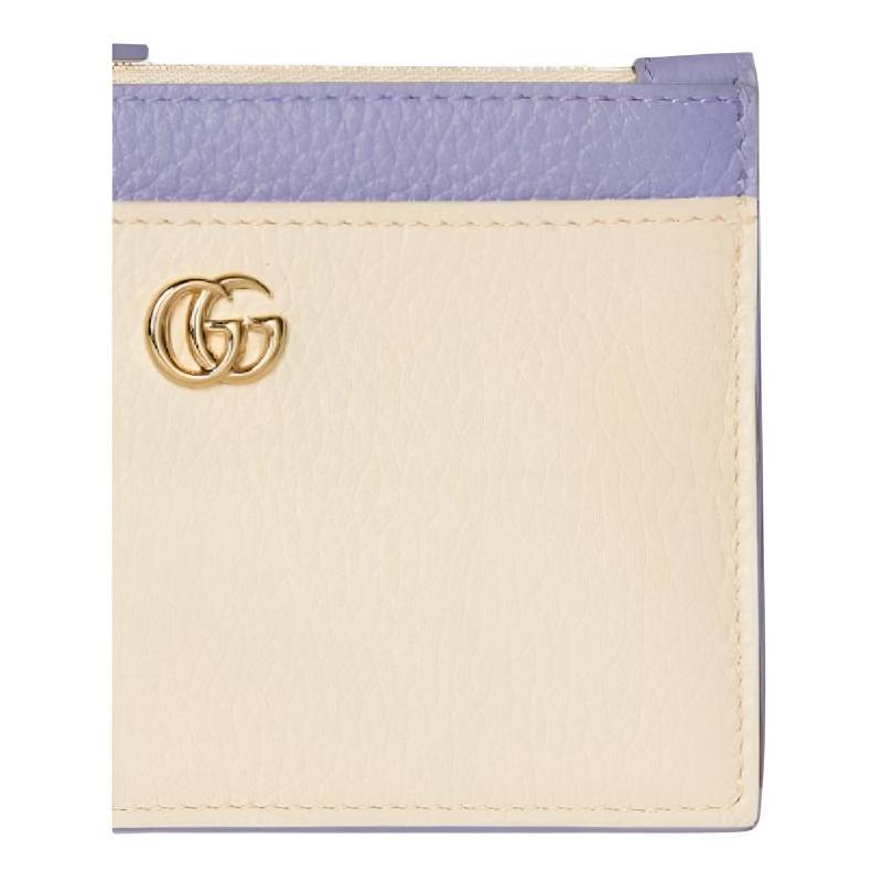 Gucci Double G Light Gold Hardware Leather Key Case Women's Ivory and Lilac