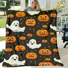 Cozy Flannel Throw Blanket with Spider Web, Witch Hat & Pumpkin Design Soft, Warm & Plush for Couch, Bed, Office, And Travel AllSeason Versatile Gift