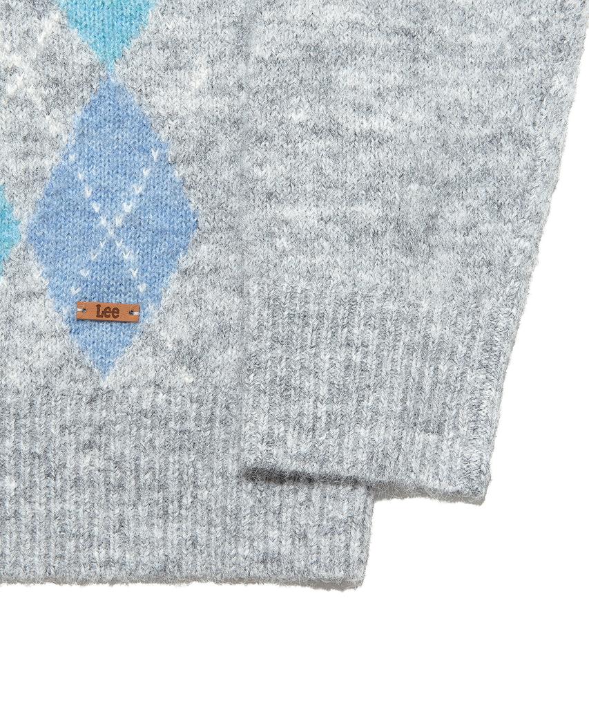 LEE Women'S V-Neck Argyle Knit Gray