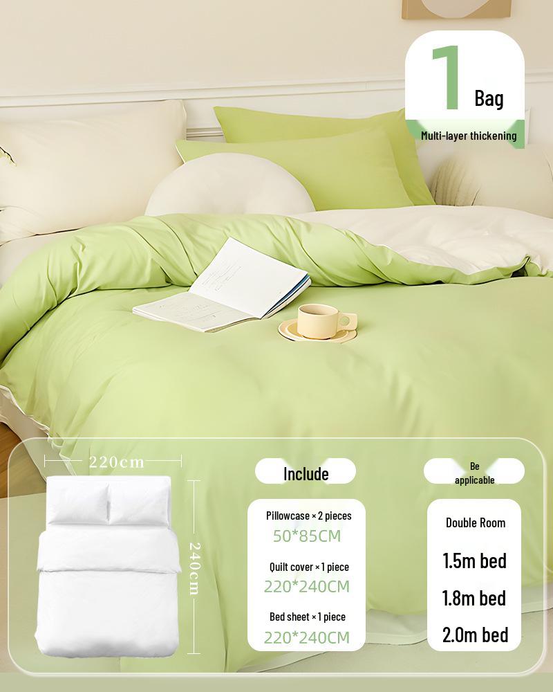 100% Baumwolle Dickes Einweg-Bettwäsche-Set: Bettlaken, Bettbezug & Kissenbezug - Tragbar, Schmutzabweisend für Hotel & Reise