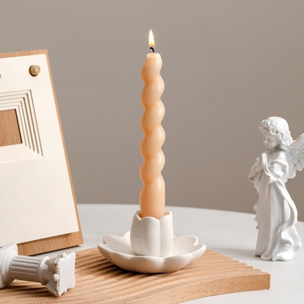 Tray Ceramic Lotus Candle Holder Meditation Decorative Flower Candlestick Vintage Artistic Zen Style Candle Cup Indoor Use