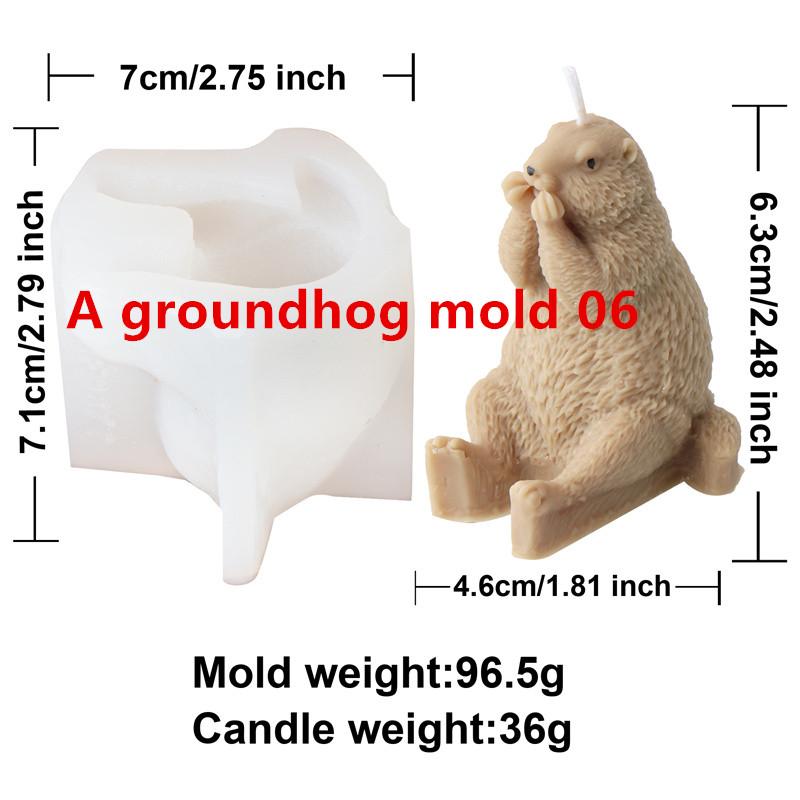 3D Cartoon Hedgehog Groundhog Silicone Candle Mold DIY Cute Animal Handmade Scented Candle Gypsum Mould Home Decor Gift